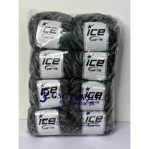 Lot of 8 x 50gr Skeins Ice Yarns Glitz Mohair Bulky Black Gray Silver